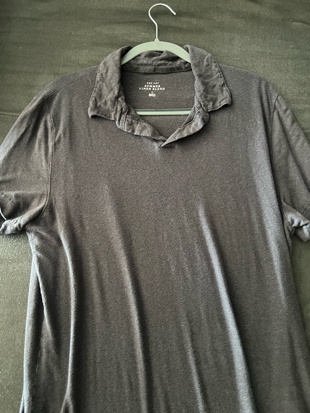 Abercrombie Linen Blend Short-Sleeve Polo - Large